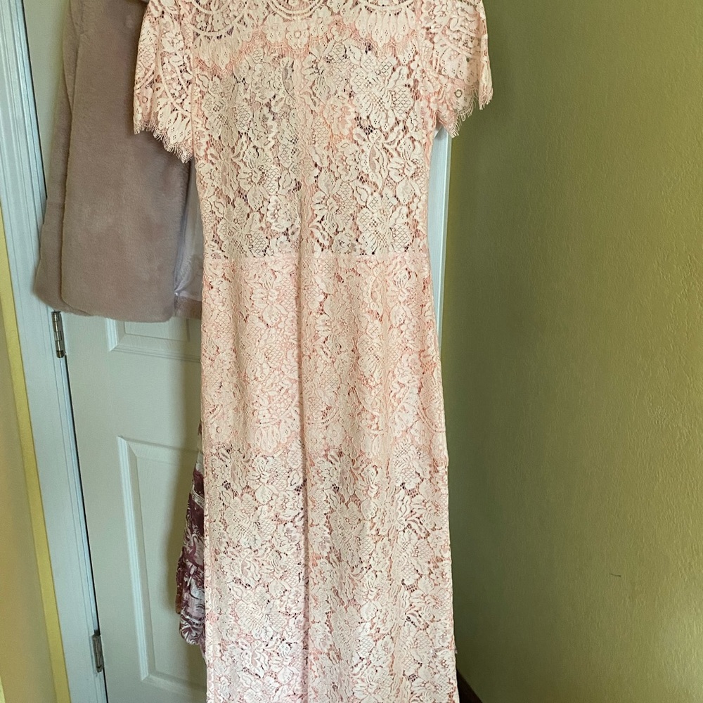 Ganni pink lace dress